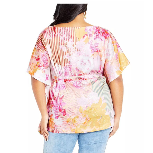 *NEW* CITY CHIC Floral Top Sunset Rose Print Plus Size 20 - Picture 2 of 5